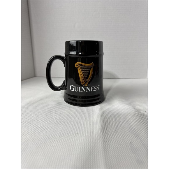 Guinness Beer/Coffee Mug 20 oz Black With Gold Logo Double Sided Ceramic Clean - Picture 1 of 7